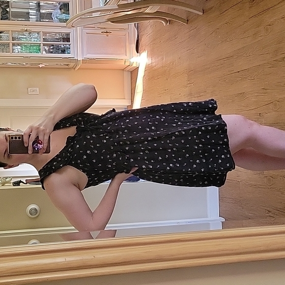 Black Summer Mini Dress Floral Medium - Picture 2 of 5
